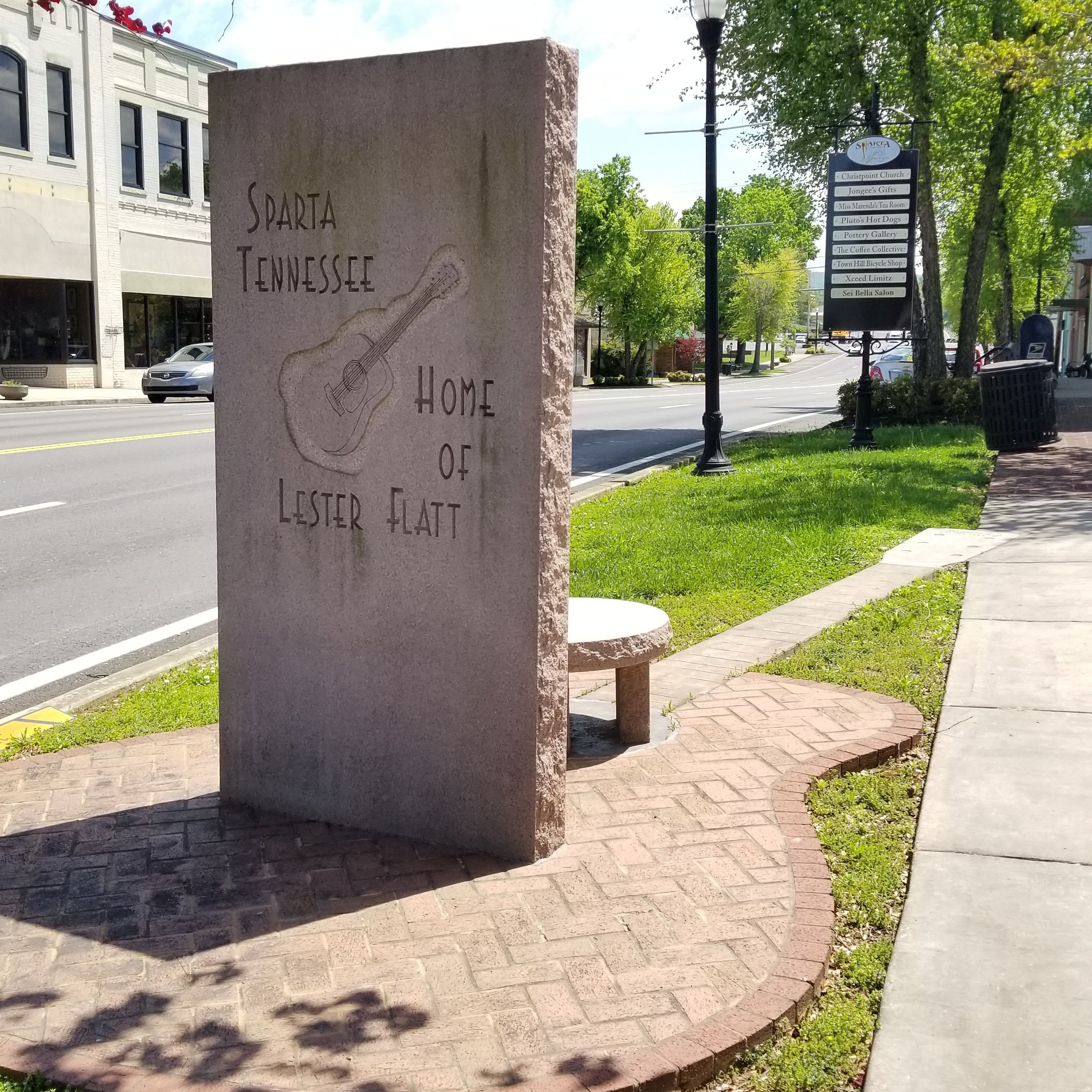 Lester Flatt monument in Sparta, Tennessee.